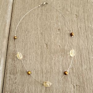 Silpada Sterling Silver Citrine Freshwater Pearl Illusion Necklace